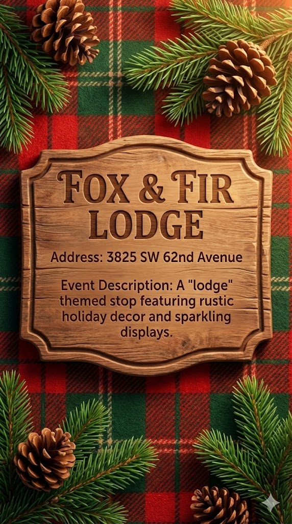 Fox family holiday lights display